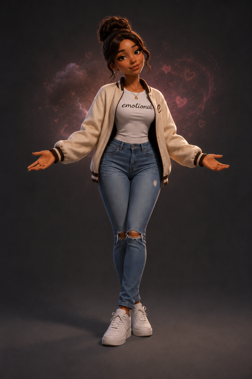 Emotional in the official character portrait representing open feeling