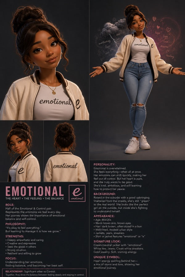 Emotional in the official character portrait representing open feeling