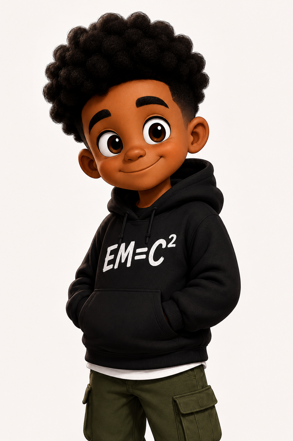 LiL Emotion wearing a black EM=C squared hoodie and olive cargo pants