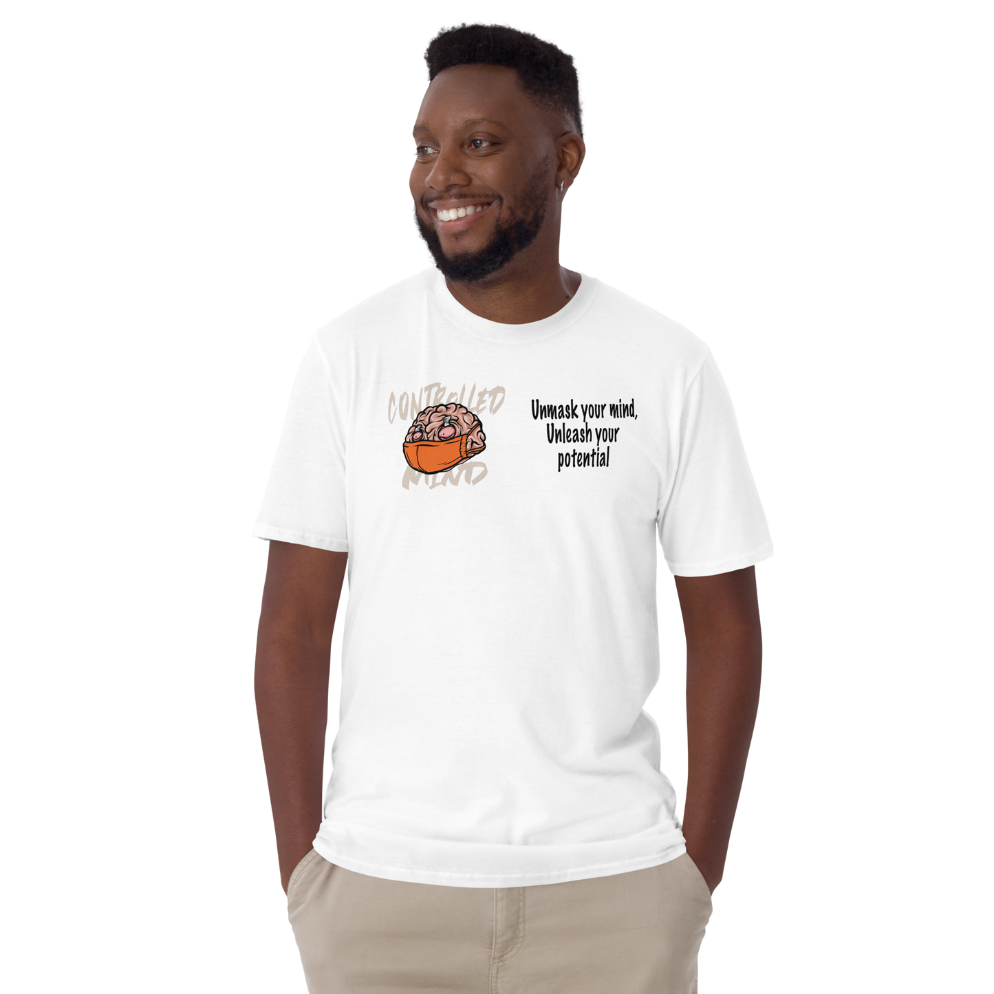 Controlled Mind Orange White Short-Sleeve Unisex T-Shirt