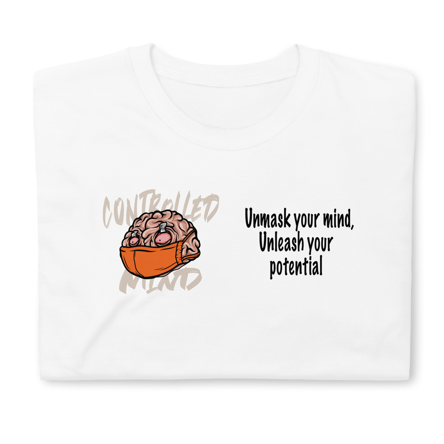 Controlled Mind Orange White Short-Sleeve Unisex T-Shirt